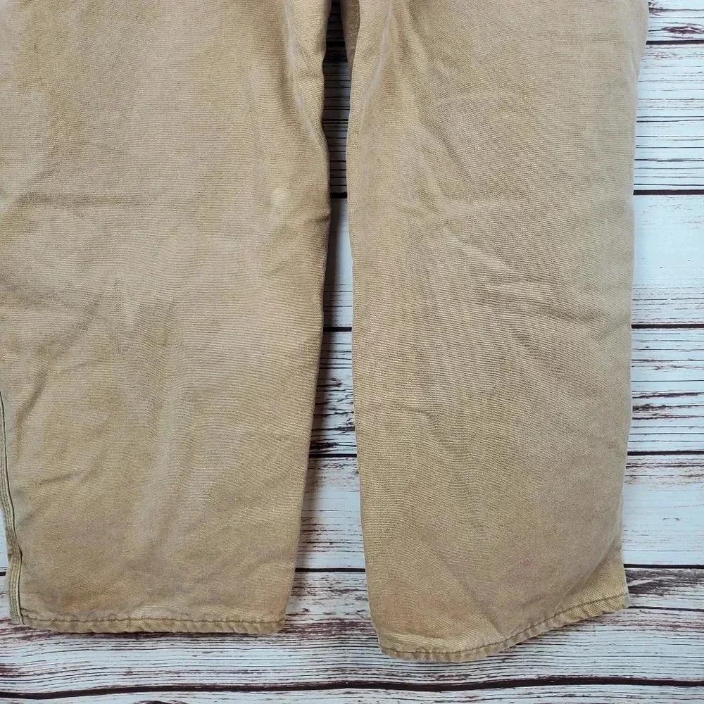 Carhartt Mens 44x30 Vintage B11 Brown Flannel Lined Carpenter Canvas Pants